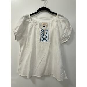 Universal Thread Medium White Cotton Peasant Top Boxy Oversized Fit